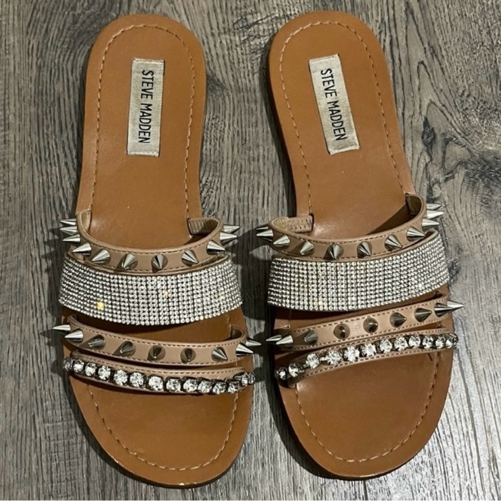 Tan Rhinestone Sandals - Picture 2 of 2